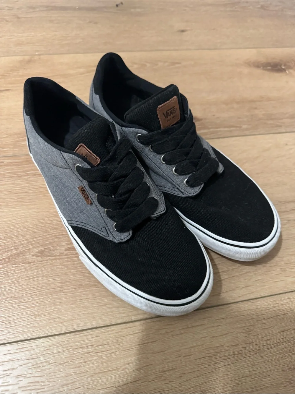 🛹Vans Men’s Atwood Deluxe Black & Gray Canvas Skater Shoes Sneakers 11